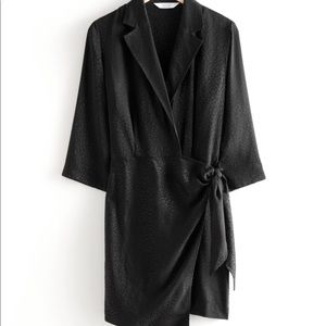 & Other Stories Brand New Black Leopard Jacquard Wrap Mini Dress